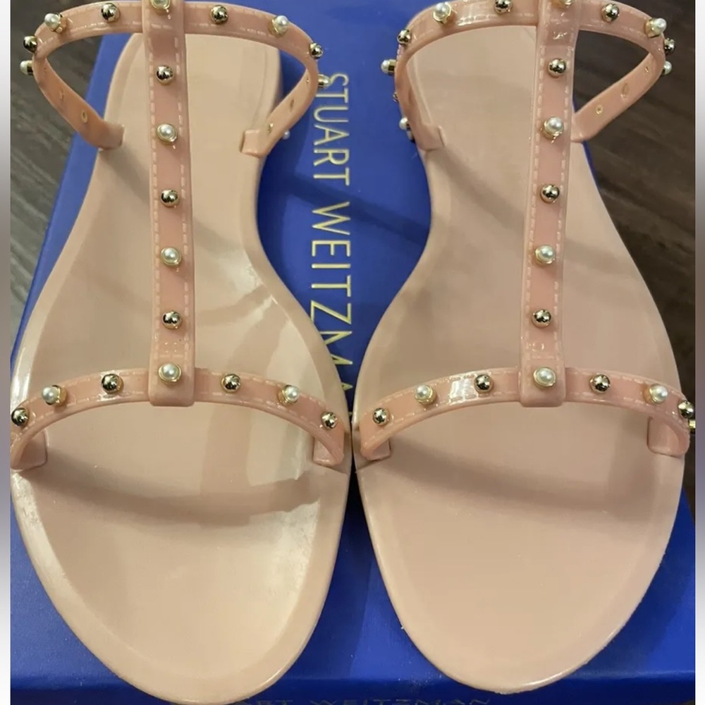 Stuart Weitzman Mellie Pearlstud Jelly Slides